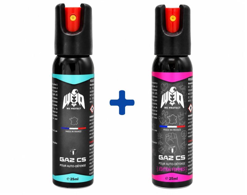 "Pack Duo" Bombes lacrymogène de poche Gaz CS 70% - WE PROTECT - (2x 25ml)