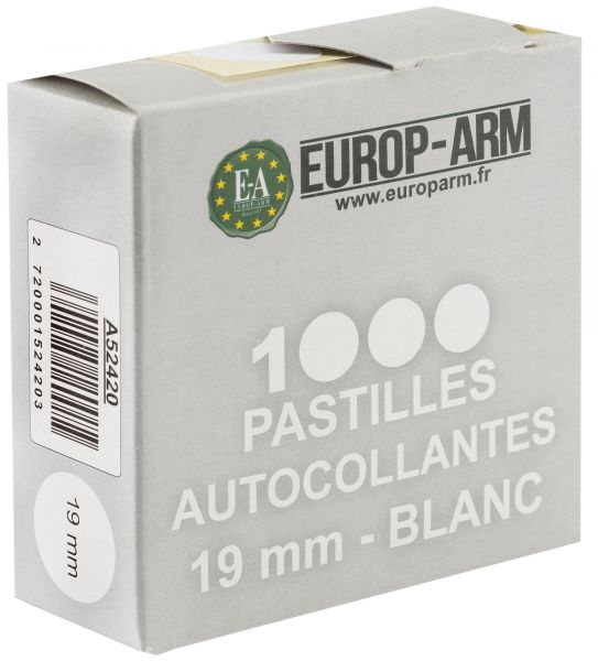 Gommettes pastilles blanches E-A diamètre 19 mm x1000