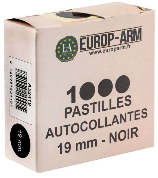 Gommettes pastilles noires E-A diamètre 19 mm x1000