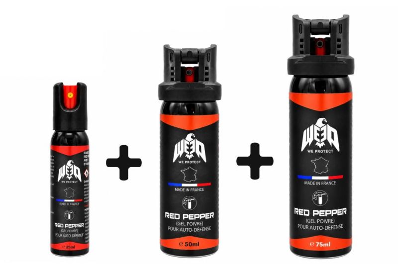 Bombe au poivre de poche Gel WE PROTECT "Pack 25ml - 50ml - 75ml"