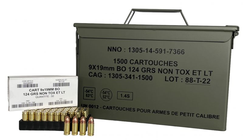 RUAG cal.9x19 Non TOX FMJ / caisse M2A1 de 1000