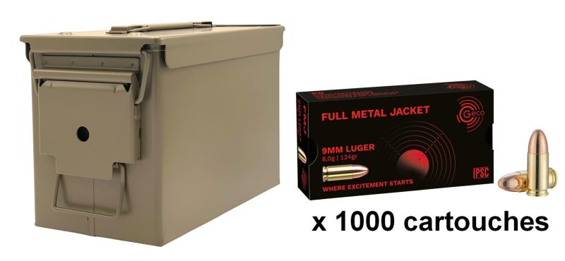 GECO cal.9mm PARA FMJ /Caisse TAN 1000 cartouches