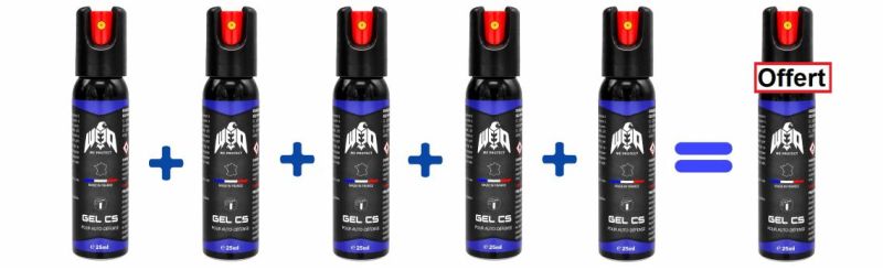 "Pack" Bombe lacrymogène de poche Gel CS WE PROTECT - Lot de 6x 25ml