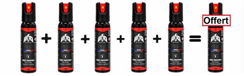 "Pack" Bombe au poivre de poche Gel WE PROTECT - Lot de 6x 25ml