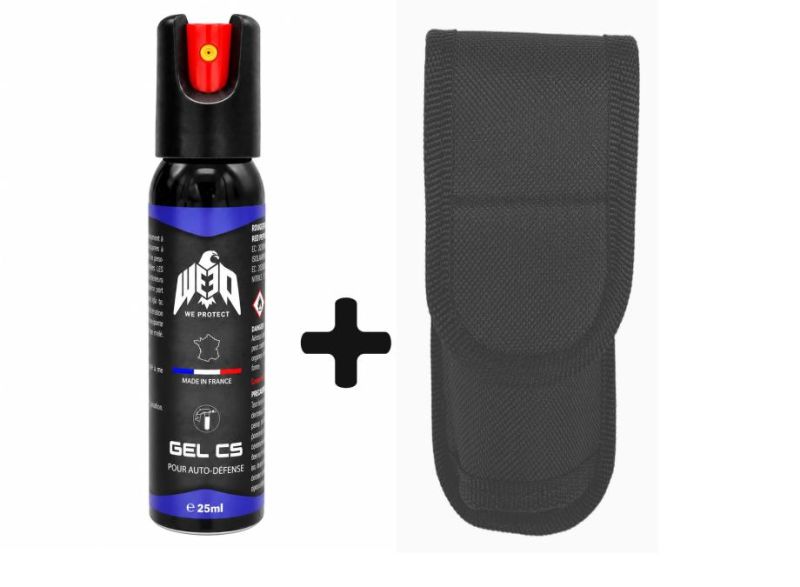 "Pack" Bombe lacrymogène de poche Gel CS WE PROTECT - 25ml avec étui
