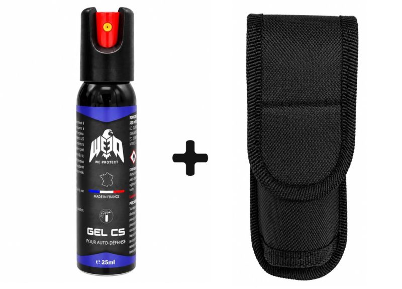 "Pack" Bombe lacrymogène de poche Gel CS WE PROTECT - 25ml avec étui