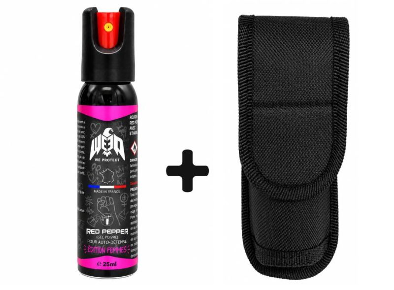 "Pack" Bombe au poivre de poche Gel Femme rose WE PROTECT - 25ml avec étui
