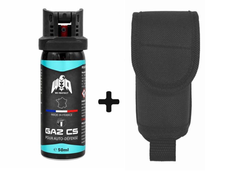 "Pack" Bombe lacrymogène Gaz CS 70% WE PROTECT - 50ml avec étui