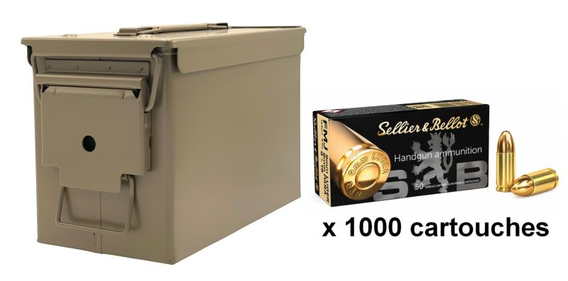 SELLIER & BELLOT cal.9mm PARA FMJ /Caisse TAN 1000 cartouches