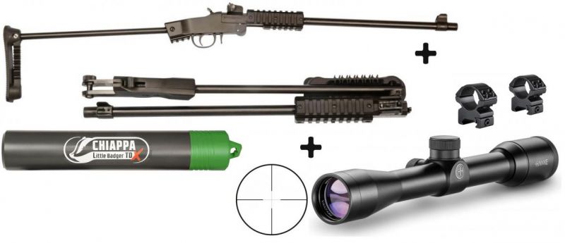 Carabine 22LR pliante CHIAPPA Little Badger Takedown Xtreme monocoup "lunette HAWKE Vantage 4x32 rét.30/30"