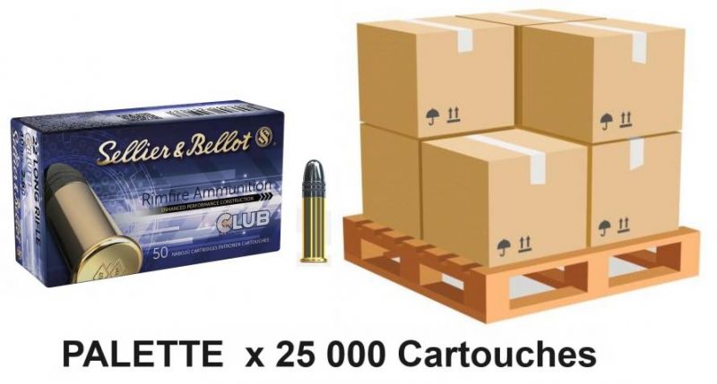 SELLIER & BELLOT 22Lr Standard Club LRN /palette de 25 000 Cartouches