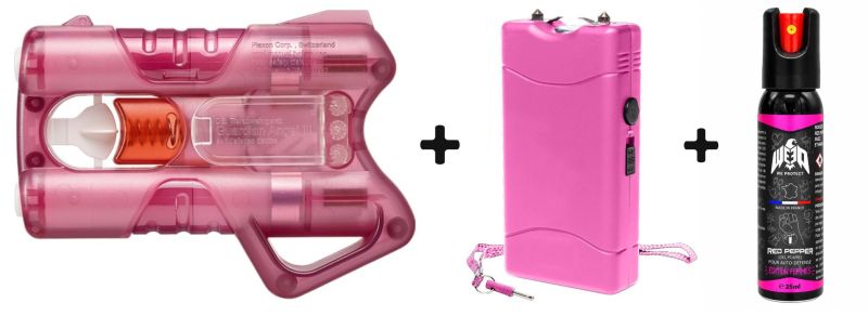 Pistolet Guardian Angel III - Taser UX 5 000 000 Volts  - Bombe poivre We Protect "Pack FEMME"