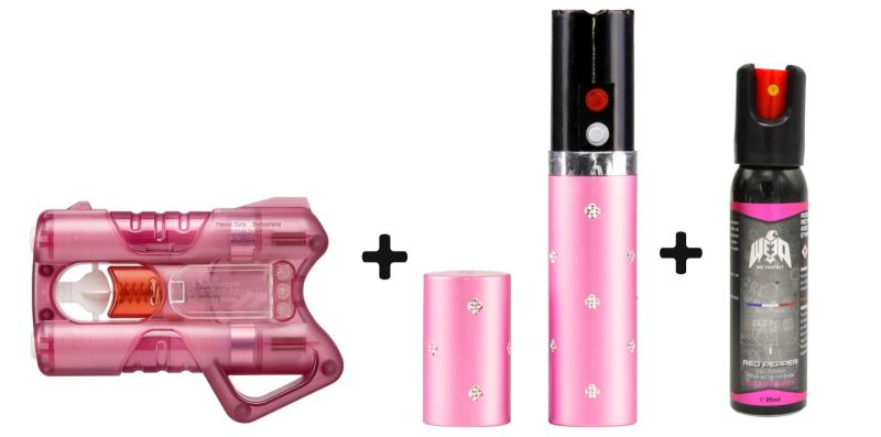 Pistolet Guardian Angel III - Taser Lipstick 2 000 000 Volts  - Bombe poivre We Protect "Pack FEMME"