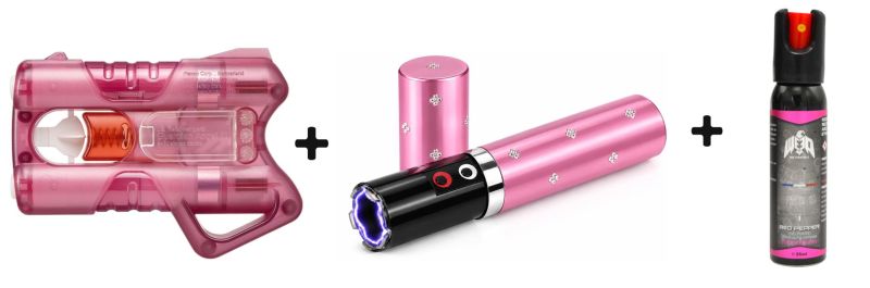Pistolet Guardian Angel III - Taser Lipstick 2 000 000 Volts  - Bombe poivre We Protect "Pack FEMME"
