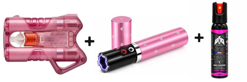 Pistolet Guardian Angel III - Taser Lipstick 2 000 000 Volts  - Bombe poivre We Protect "Pack FEMME"