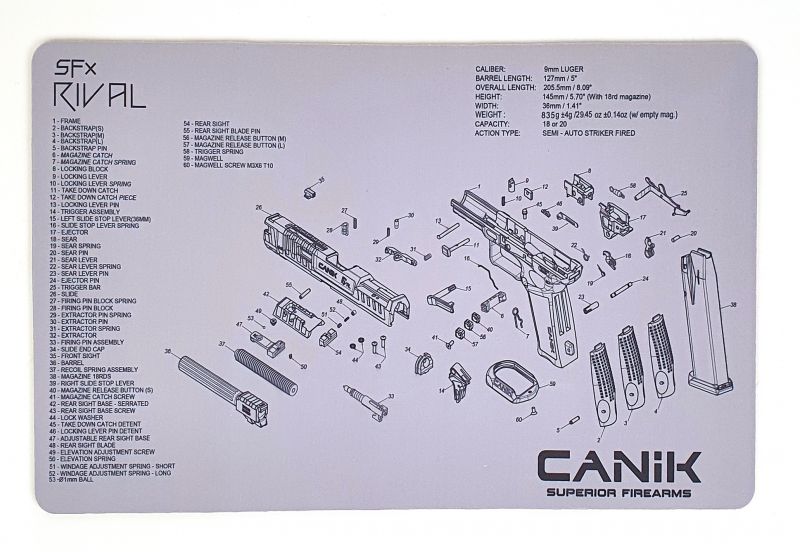 Tapis de démontage et nettoyage CANIK SFX RIVAL 43x27 cm