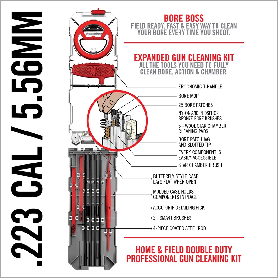 10 Morceau/Set Kit de Nettoyage des Armes à feu pour .22cal 5