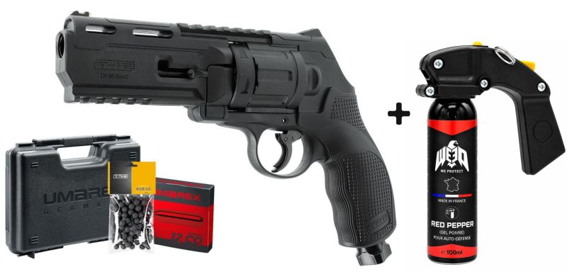 "Pack Défense" Revolver T4E TR50 GEN.2 cal.50 (13 joules) - bombe lacrymogène WE PROTECT Gel