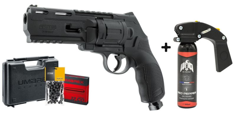 "Pack Défense" Revolver T4E WALTHER TR50 GEN.2 cal.50 (13 joules) - bombe lacrymogène WE PROTECT Gel