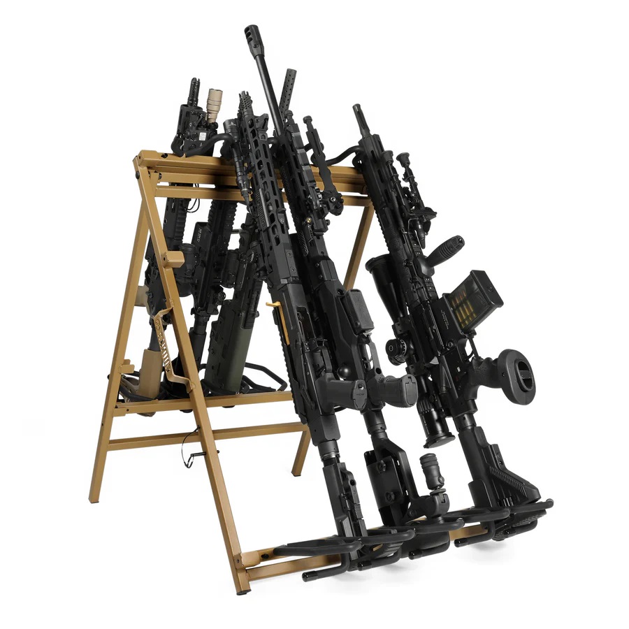 Savior Rifle Rack Râtelier mobile SAVIOR SHORTY Rifle Rack TAN pour 9 armes longues ...