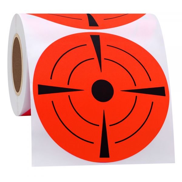 Gommettes centre de cible MTS Orange Fluo autocollantes diamètre 100 mm x100