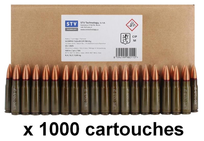 Munitions de surplus STV FMJ "douilles acier" cal.7,62x39 /1000