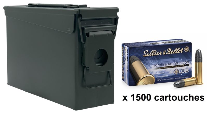 SELLIER & BELLOT 22Lr Standard Club LRN / Caisse Olive 1500 cartouches