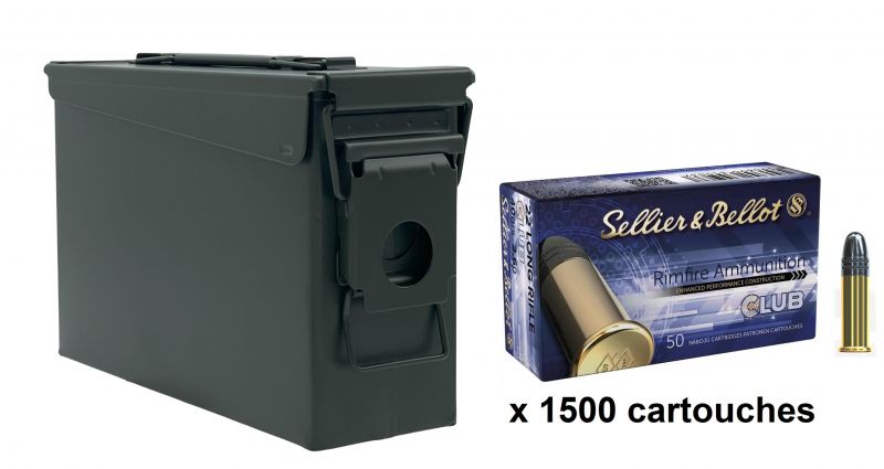 SELLIER & BELLOT 22Lr Standard Club LRN / Caisse Olive 1500 cartouches
