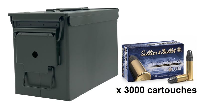 SELLIER & BELLOT 22Lr Standard Club LRN / Caisse Olive 3000 cartouches