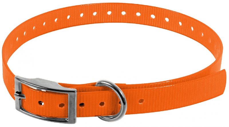 Collier pour chien Biothane BIOGOLD Orange Fluo HB DOG taille 45 cm / largeur 19mm