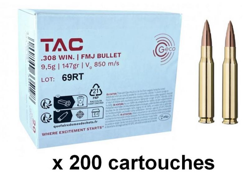 GECO cal.308 Win FMJ TAC 147 grains - 9.5 grammes /200