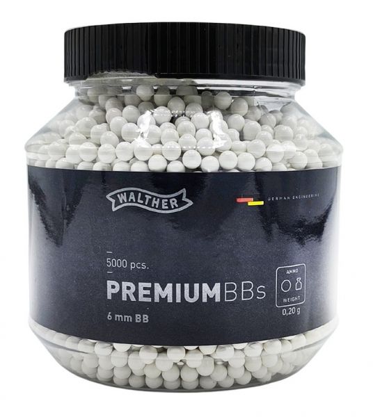 Bouteille de 5000 Billes WALTHER Premium Blanche 0,20G cal.6mm BB's