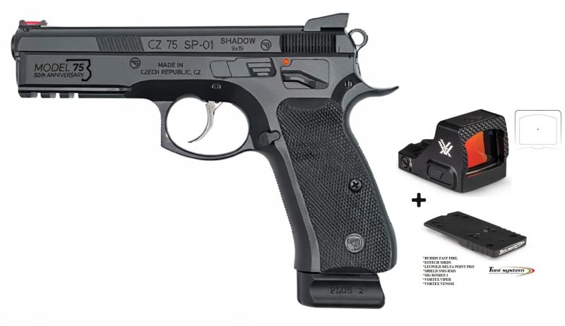 Pistolet CZ 75 SP01 Shadow "Model 75 - 50th Anniversary" calibre 9x19 "Pack VORTEX DEFENDER-CCW 3Moa"