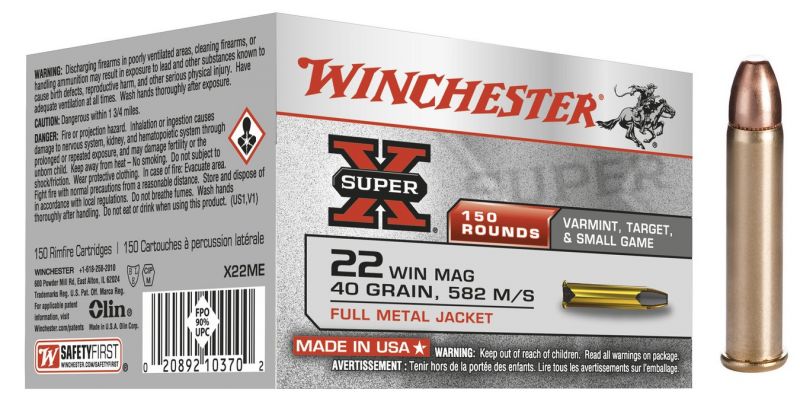 WINCHESTER cal.22 Magnum Pointe Pleine 40 gr /150