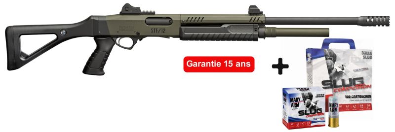 Fusil à pompe FABARM STF12 Pistol Grip Mil Spec Green cal.12/76 "Pack Slug"