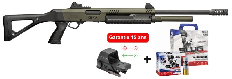 Fusil à pompe FABARM STF12 Pistol Grip Mil Spec Green cal.12/76 "Pack Sport"
