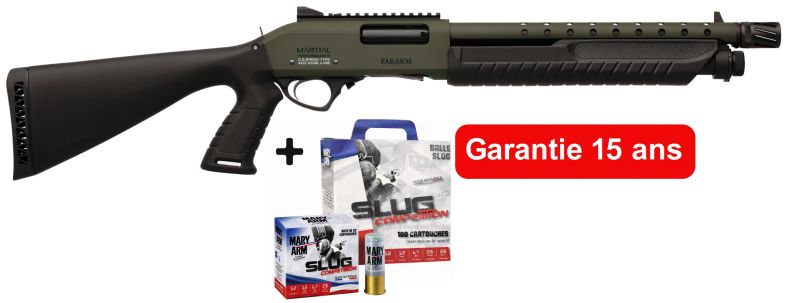 Fusil à pompe FABARM Martial Pro Forces OD Green 14" cal.12/76 "Pack Slug"