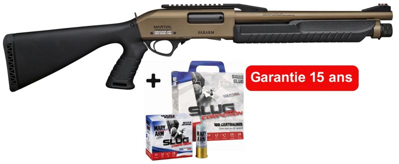 Fusil à pompe FABARM Martial Cantilever Burnt Bronze 14" cal.12/76 "Pack Slug"