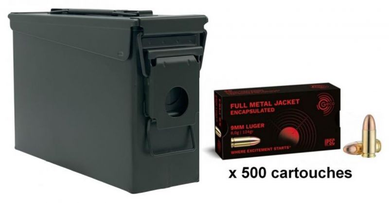 GECO cal.9mm PARA FMJ /Caisse OLIVE 500 cartouches