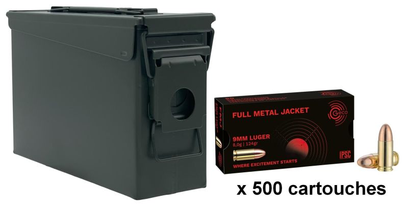GECO cal.9mm PARA FMJ /Caisse OLIVE 500 cartouches