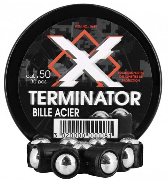Boite de 30 Billes acier X-TERMINATOR Noir cal.50