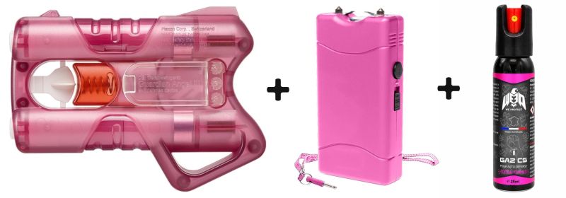 Pistolet Guardian Angel III - Taser UX 5 000 000 Volts  - Bombe gaz CS We Protect "Pack FEMME"