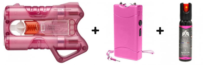 Pistolet Guardian Angel III - Taser UX 5 000 000 Volts  - Bombe gaz CS We Protect "Pack FEMME"