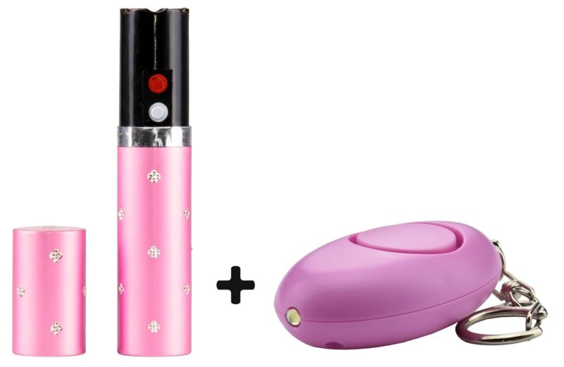 Alarme porte clé Rose "120 décibels" PIRANHA avec LED - Taser LIPSTICK Rose UX 2 000 000 Volts avec lampe
