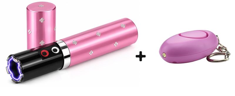 Alarme porte clé Rose "120 décibels" PIRANHA avec LED - Taser LIPSTICK Rose UX 2 000 000 Volts avec lampe