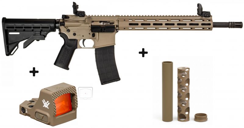 Carabine TIPPMANN Arms M4-22 ELITE-L FDE 16" cal.22 Lr "Pack Silencieux BT FDE - VORTEX Defender CCW FDE"