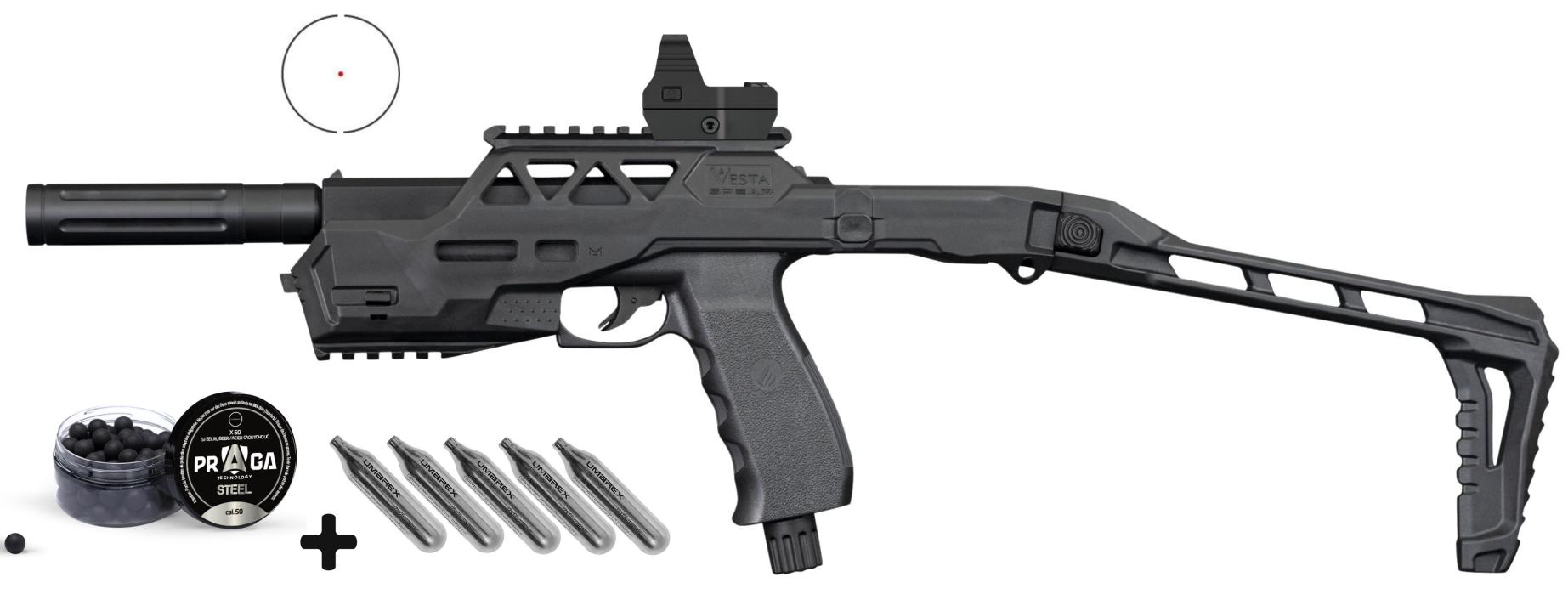 Pistolet 6 Coups VESTA DEFENSE SENTINEL Cal 50 19 Joules Pack STEEL 