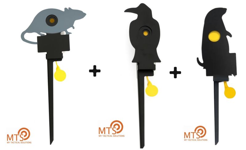 Lot de 3 cibles MTS Field Target visuels Rat - Corbeau - Marmotte
