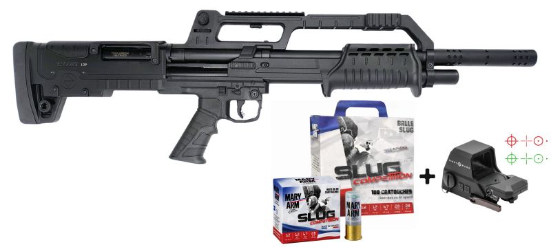Fusil à pompe HATSAN BULL TAC BLACK "Pack SIGHTMARK Slug Compétition" cal.12/76 