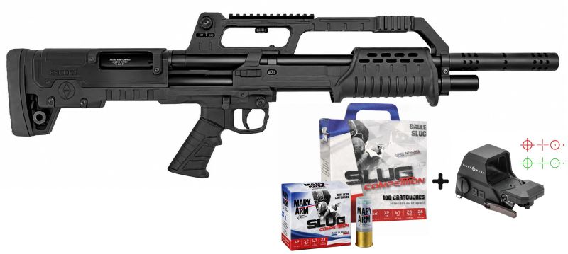 Fusil à pompe HATSAN BULL TAC BLACK "Pack SIGHTMARK Slug Compétition" cal.12/76 